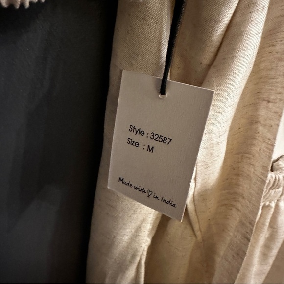NWT Japna back tie oatmeal colored linen mini dress | size medium - Picture 8 of 10
